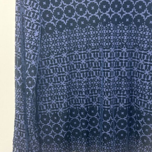 Talbot Navy Blue Burnout Velvet Blouse Size S Long Sleeve Damask - Picture 4 of 12